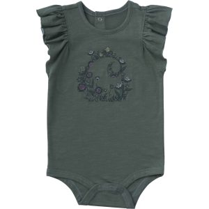 Girls' Short Ruffle Sleeve Floral "C" Bodysuit (Baby)