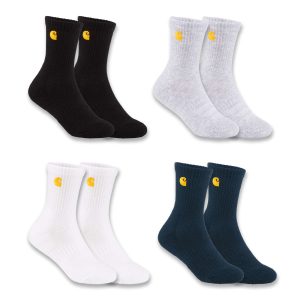 Kids' Midweight Embroidered Crew Sock 4-Pack